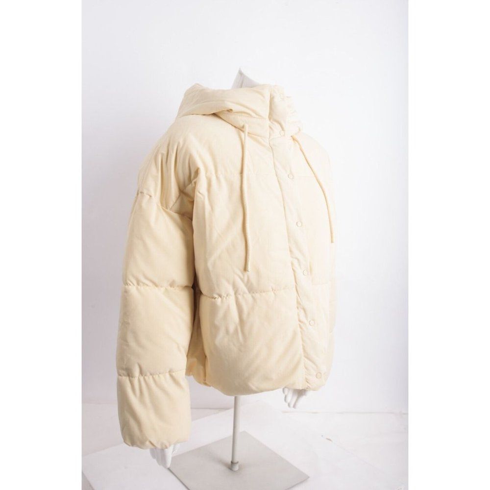 Zara Womans Jacket Puffer Coat Quilted Size S Ecru Beige Hooded 4432/705 NWT - Picture 2 of 6